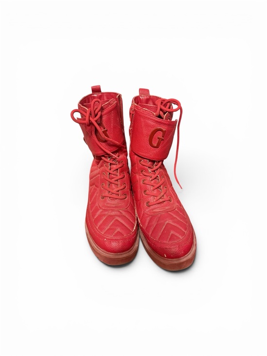 Guess Shoes - Guess Red Quilted Leather Lace-Up Boot Sneakers